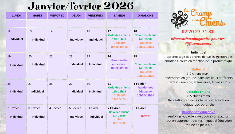 Planning Janvier 2026